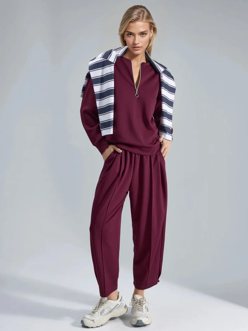 HICCUP Modal Touch Zipper Collar Two-Piece Set Bersan Collection